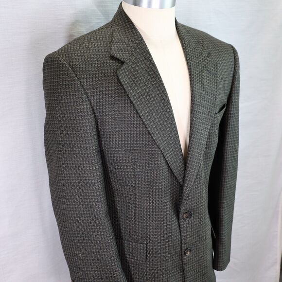 Joseph and Feiss Sport Coat Mens 42R Brown Wool Houndstooth Jacket Ventless - Picture 8 of 12